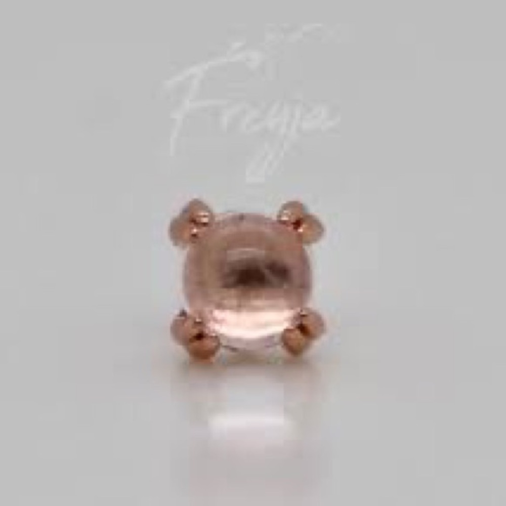 BVLA 14k Solid Rose Gold 4mm Rose Quartz Cabochon Threaded End